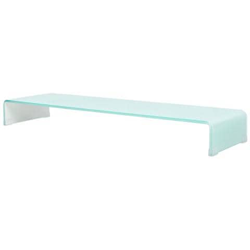 Mobile / rialzo Porta Tv In Vetro Bianco 110x30x13 Cm en oferta