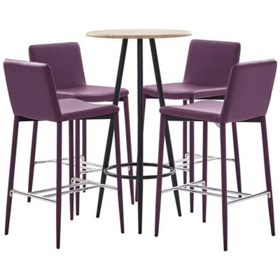 Set Da Bar 5 Pz In Similpelle Viola