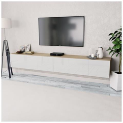 Mobili Tv 2 Pz In Truciolato 120x40x34cm Bianco Lucido E Rovere en oferta
