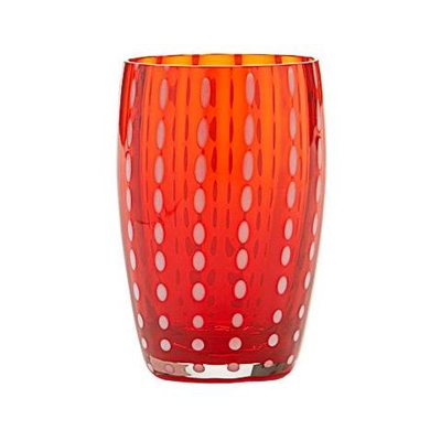 Set 6 Bicchieri Tumbler in Vetro Ø 71 mm H 109 mm Capacità 32 cl Colore Rosso - Collezione Perle