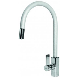 Miscelatore Monocomando con canna girevole e doccetta estraibile Rain Plus 21x41 cm Keratek Plus White Bianco Assoluto 96 en oferta