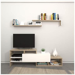 Mobile TV Collezione Fenice Bianco e Legno Chiaro, in Nobilitato Melanimico. precio