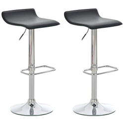 Set 2 Sgabelli Bar Dyn In Similpelle I Coppia Di Sedie Da Cucina Bancone Con Poggiapiedi I 2 Sgabelli Regolabili E Girevoli Nero precio