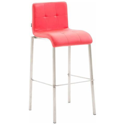 Sgabello Bar Kado Impilabile I Sedia Alta Design Cucina Trapuntata in Similpelle con Schienale Gambe Squadrate in Metallo Alt. 78 CM Rosso Acciaio Inox en oferta