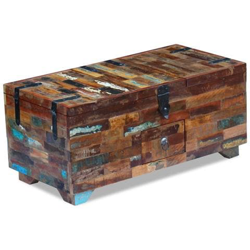 Cassa Tavolino Da Caffè In Legno Massello Di Recupero 80x40x35 Cm en oferta