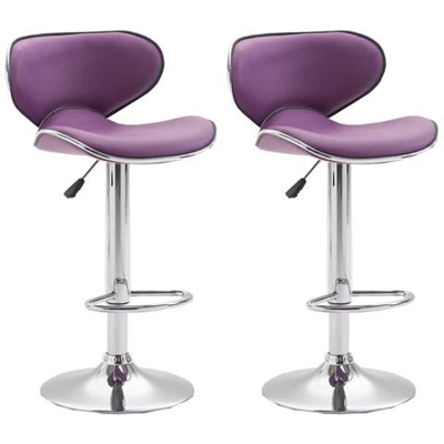 Set 2 Sgabelli Cucina Las Vegas V2 in Similpelle - Coppia Sedie Sgabello Imbottite Girevoli e Regolabili 62-82cm con Schienale Viola
