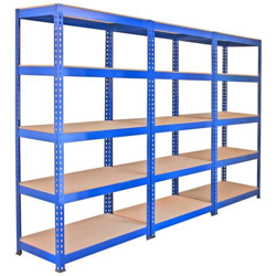 3 Scaffali In Acciaio Senza Bulloni Q-Rax Blu 90cm X 50cm X 182cm precio