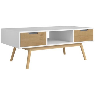 Tavolino Da Caffè Java 2 Cassetti Colore Bianco