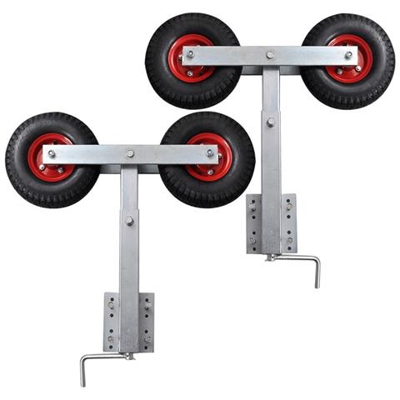 Set 2 Pz Supporto Con Rotelle Rimorchio Barca Arco Sostegno 59 - 84 Cm