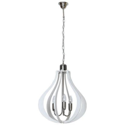 Lampada A Sospensione Tigris, Lampadario, Da Soffitto, Bianco In Metallo, Legno, 40 X 40 X 100 Cm, 3 X E14, 40w características