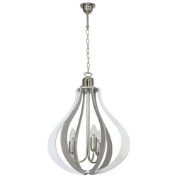 Lampada A Sospensione Tigris, Lampadario, Da Soffitto, Grigio In Metallo, Legno, 40 X 40 X 100 Cm, 3 X E14, 40w en oferta
