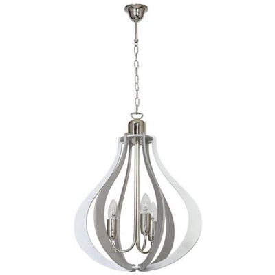Lampada A Sospensione Tigris, Lampadario, Da Soffitto, Grigio In Metallo, Legno, 40 X 40 X 100 Cm, 3 X E14, 40w