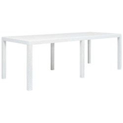 Tavolo Da Giardino Bianco 220x90x72 Cm In Plastica Stile Rattan precio