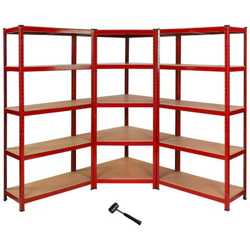 1 Scaffale Ad Angolo E 2 Scaffali Z-Rax In Acciaio Senza Bulloni Rossi 90cm X 45cm X 183cm precio