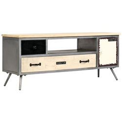 Mobile Porta Tv In Mango Massello E Acciaio 120x30x45cm en oferta