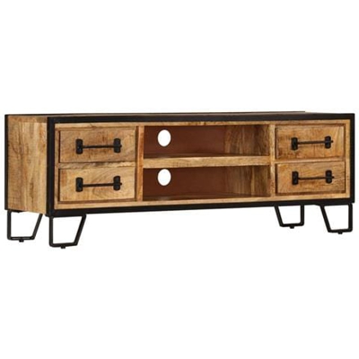 Mobile Porta Tv Con Cassetti 120x30x40 Cm Massello Di Mango