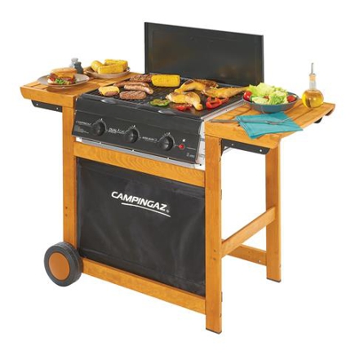 Campingaz Adelaide 3 Woody Dualgas 14000 W Barbecue Gas Carrello Nero, Legno