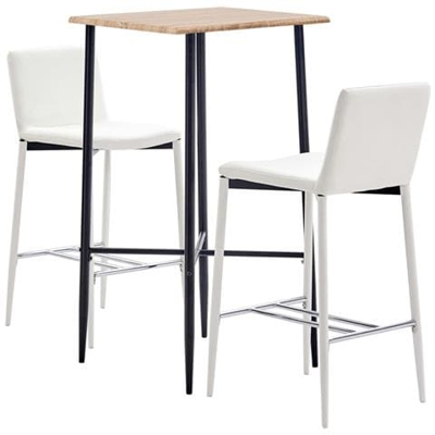 Set Da Bar 3 Pz In Similpelle Bianco