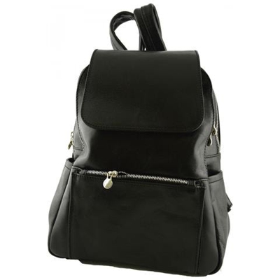 Zaino Unisex In Vera Pelle Colore Nero - Pelletteria Toscana Made In Italy - Zaino
