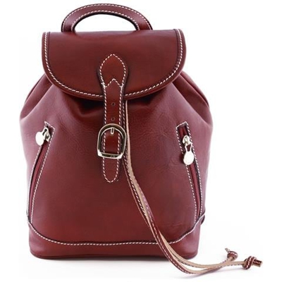 Zaino In Pelle Colore Rosso - Pelletteria Toscana Made In Italy - Zaino