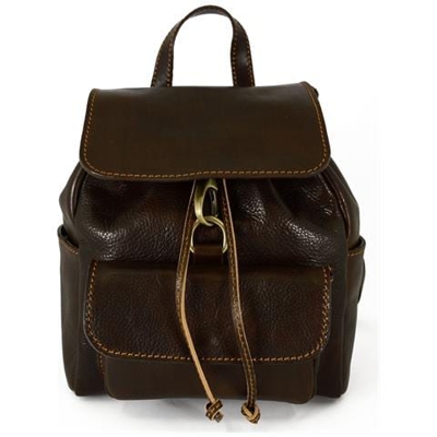 Zaino In Vera Pelle Con Moschettone E Spalline Regolabili Colore Moro - Pelletteria Toscana Made In Italy - Zaino