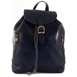 Zaino In Pelle Donna Colore Blu - Pelletteria Toscana Made In Italy - Zaino en oferta