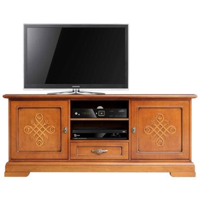 Mobile Tv Classico Da Salotto Con Incisioni. L: 153 - H 63,5 Cm