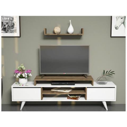Mobile Porta Tv Cd Ripiani Supporto Melis Bianco Legno Scuro-casa Arredo Design - Per Soggiorno - Porta, Mensole, Ripiani, Supporto, Componibile en oferta