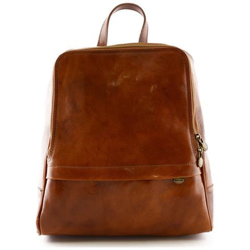 Zaino In Pelle Vera Per Uomo Con Tasca Frontale Colore Cognac - Pelletteria Toscana Made In Italy - Zaino en oferta