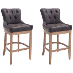 Set 2 Sgabelli Lakewood In Legno E Vera Pelle I Coppia Sgabelli Alti Vintage I Sgabelli Bar Design Chesterfield Con Poggiapiedi Marrone Antico Chiaro características