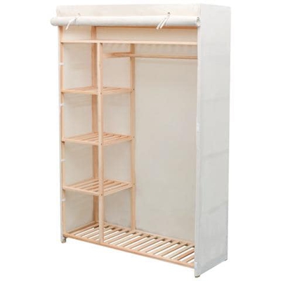 Armadio In Stoffa E Legno Di Pino 110x40x170 Cm