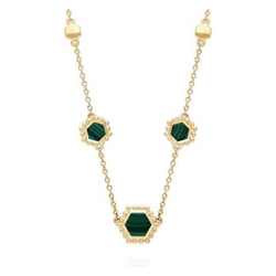 Collana In Malachite Placcata In Oro Da 0,7 Carati, Lunghezza 45 Cm en oferta