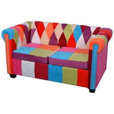 Chesterfield Divano A 2 Posti In Tessuto