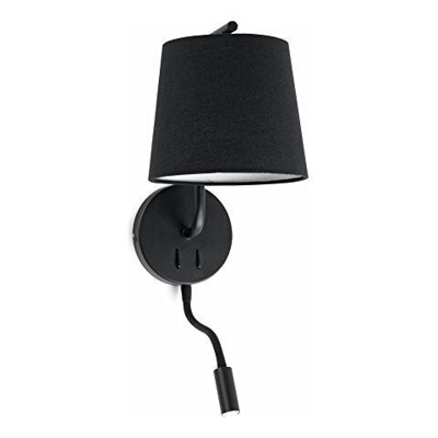 Faro 29330 - Berni Lampada Da Parete Nera Con Lettore Led