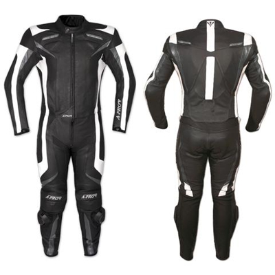 Tuta Pelle Moto Racing Pista Sport 2 Pezzi Divisibile Prese Aria A-pro Nero 52