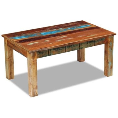 Tavolino Da Caffè In Legno Massello Recuperato 100x60x45 Cm