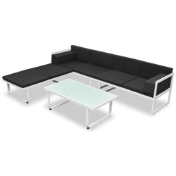Divano da Giardino Set 13 pz Textilene Alluminio Nero e Bianco características