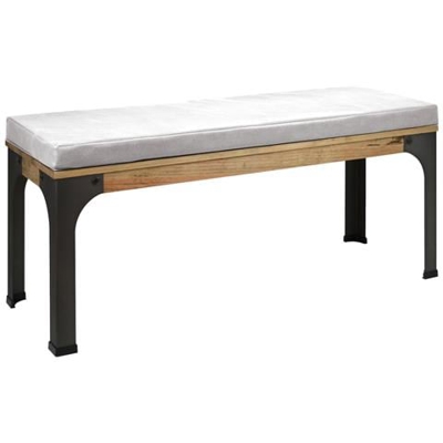 Panca Con Cuscino In Stile Industriale Vintage - Bianco - 40x120x52h. Cm