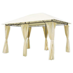 Gazebo In Acciaio Verniciato Con Tende Parasole Colore Beige 400x300 Cm en oferta