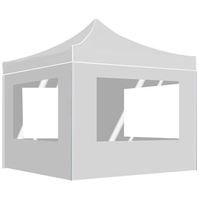 Gazebo Pieghevole Con Pareti Alluminio 2x2 M Bianco