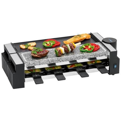 Raclette E Griglia 8 Persone Piastre In Alluminio Ghisa Pietra Ollare 1200w Clatronic Rg 3678