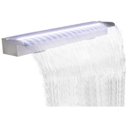 Cascata Per Laghetto Rettangolare In Acciaio Inossidabile 150 Cm E Led en oferta