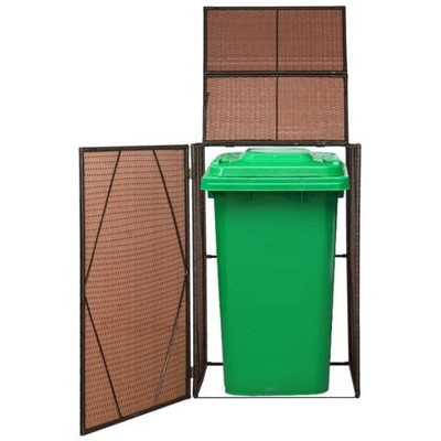 Copribidone Per Spazzatua Polyrattan 76x78x120cm Marrone