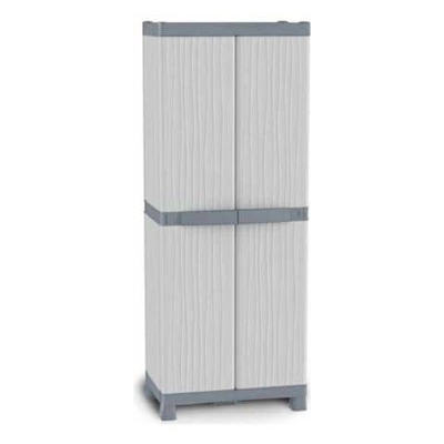 Armadio In Resina Antiurto 2 Ante Con 4 Ripiani E 4 Vaschette Cm 70x44xh181