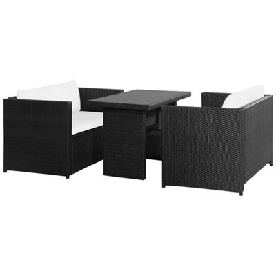 Set Divani Da Giardino 11 Pz In Polyrattan Nero