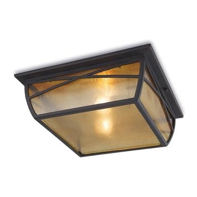 Alba - Lampada Per Esterni A Soffitto, Led C4, Diffusore Di Vetro, Colore: Marrone Ruggine / ossidato