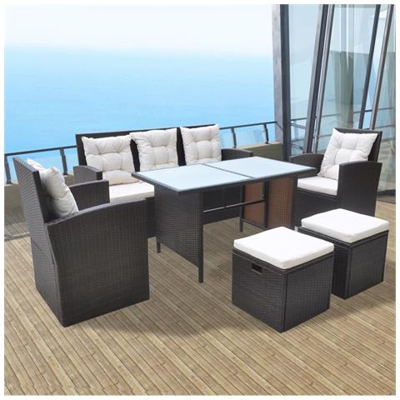 33 Pz Set Mobili Da Giardino Marroni Polirattan