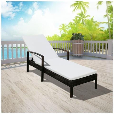 Lettino Prendisole In Polyrattan Marrone