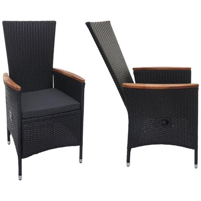Serie Hwc-f48 Set 2x Poltrone Regolabili Da Esterno Polyrattan Legno Acacia Antracite
