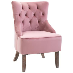Poltroncina In Velluto Rosa Con Gambe In Legno E Schienale Trapuntato características